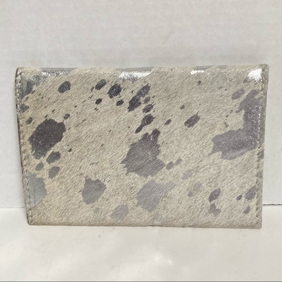 Mer Sea Traveler Cowhide Leather And Canvas Passport Holder Gray  Silver - Picture 2 of 6